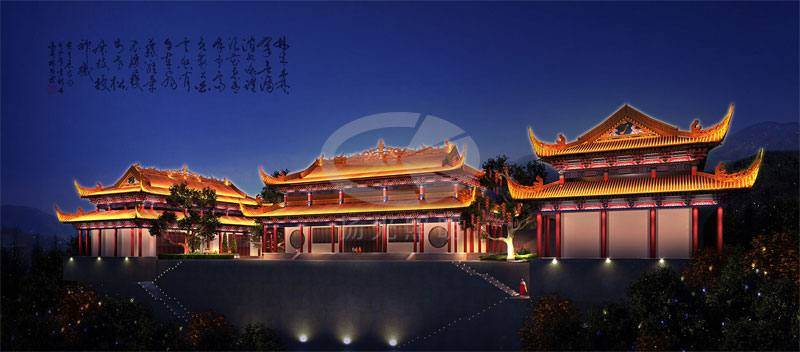 古建築（zhù）夜景燈光設計效果圖