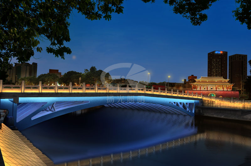 城市（shì）橋梁（liáng）夜景燈光設計效果（guǒ）圖