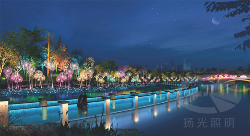 河道夜景（jǐng）亮化設計效果圖（tú）