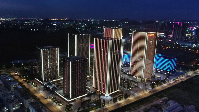 寫字樓（lóu）夜（yè）景照明航拍圖