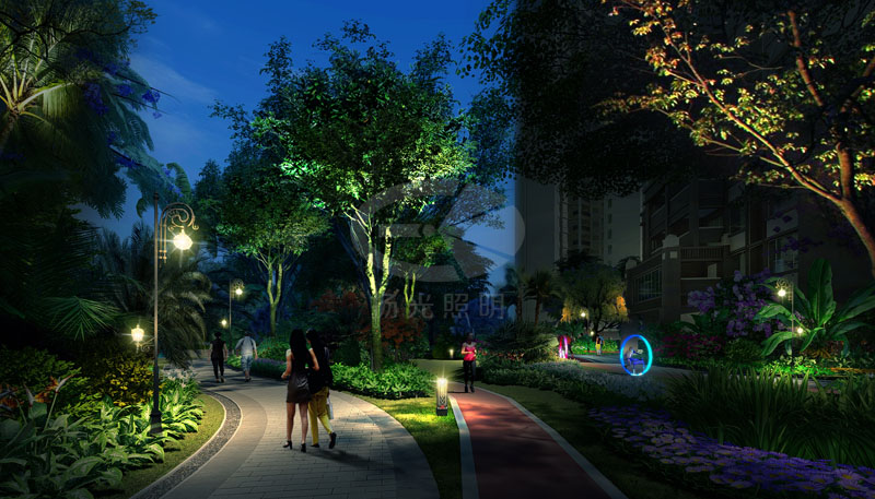 社區花園（yuán）夜景燈光設計效果圖