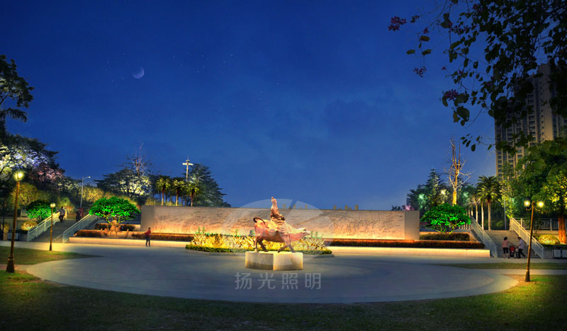 休閑廣場夜景亮化設（shè）計效果（guǒ）圖