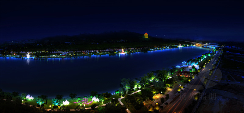 河岸夜景（jǐng）燈光設計鳥瞰圖